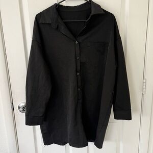 SHEIN Black Lightweight Button-Up Romper